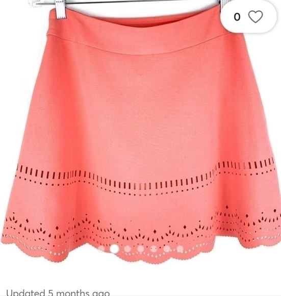 Ann Taylor Loft laser cut A line Coral Color Mini Skirt size 12 - Picture 4 of 14